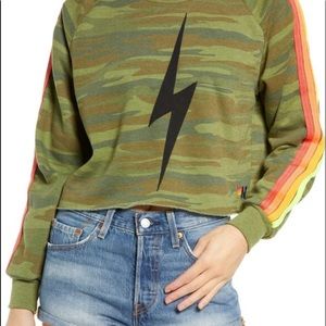 Aviator Nation Camouflage Sweater With Lightning Bolt